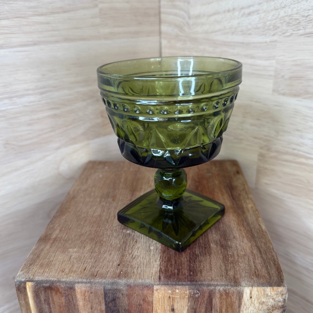 Indiana COLONY Park Lane Green Champagne Sherbet Glass‎ MID century Modern - Picture 4 of 6